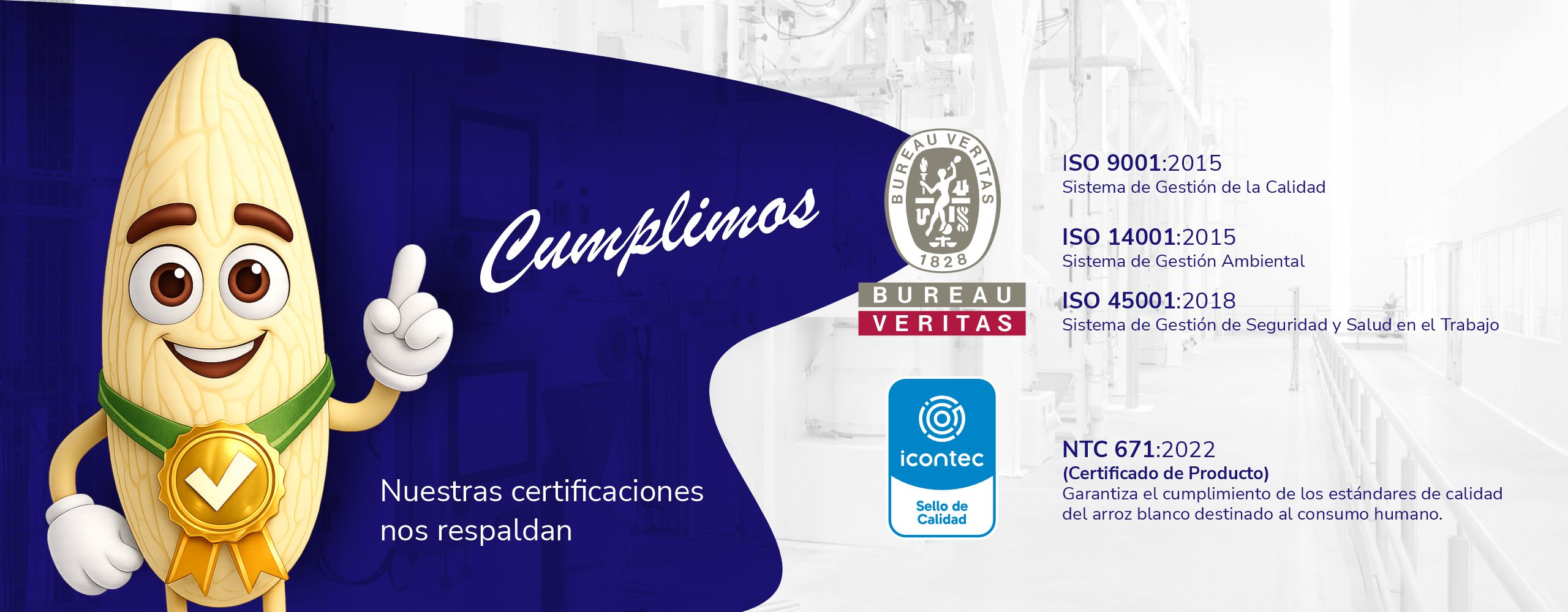 Arroz Casanare es una empresa certificada en calidad, sostenibilidad ambiental y seguridad laboral