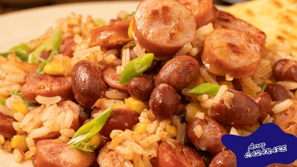 Calentado colombiano fácil con arroz y frijoles